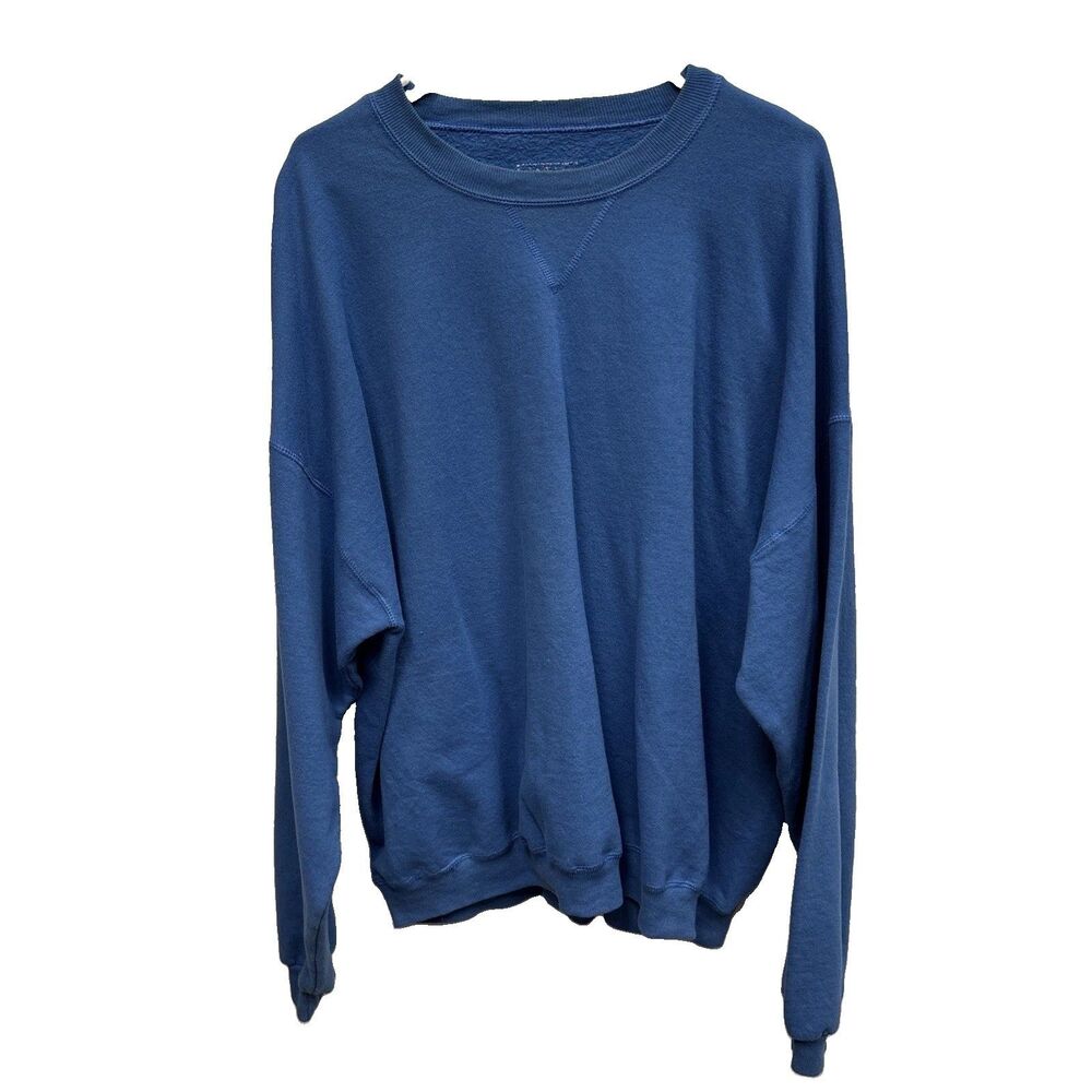 Jerzees Sweatshirt Men XL Blue Crewneck Cotton Blend Long Sleeve Pullover